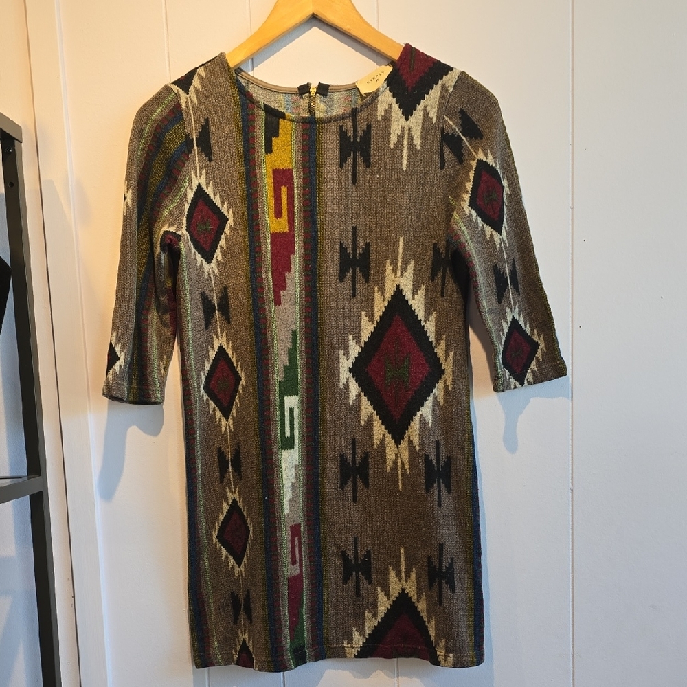 (Women's M) Everly Multicolor Southwest Knit Dress